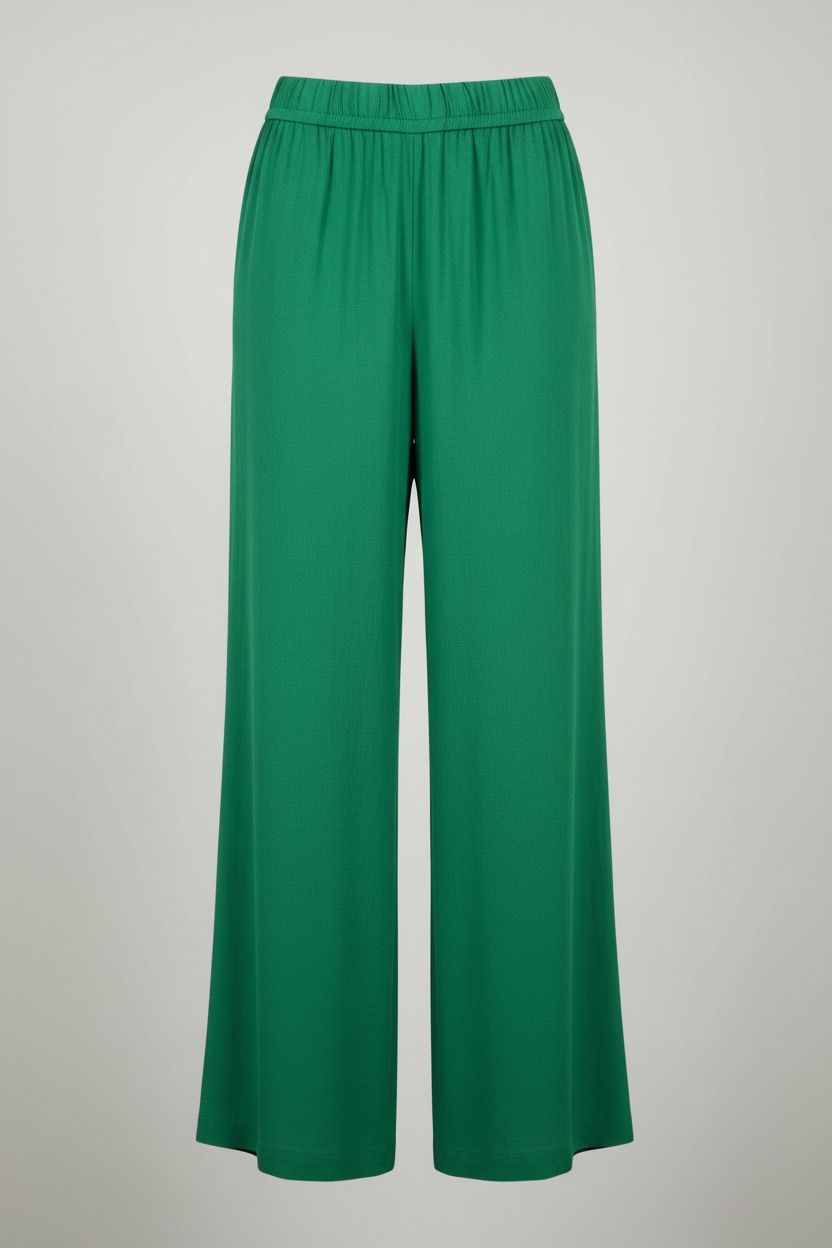 Pantalón fluido liso verde