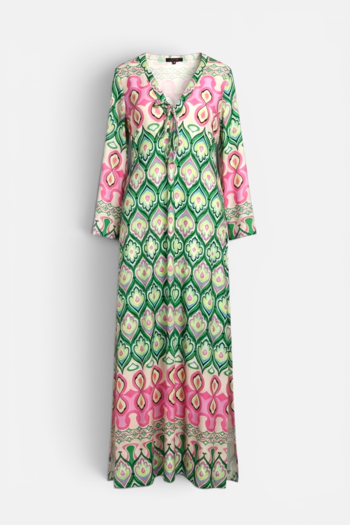 Vestido Amapola punto verde y rosa