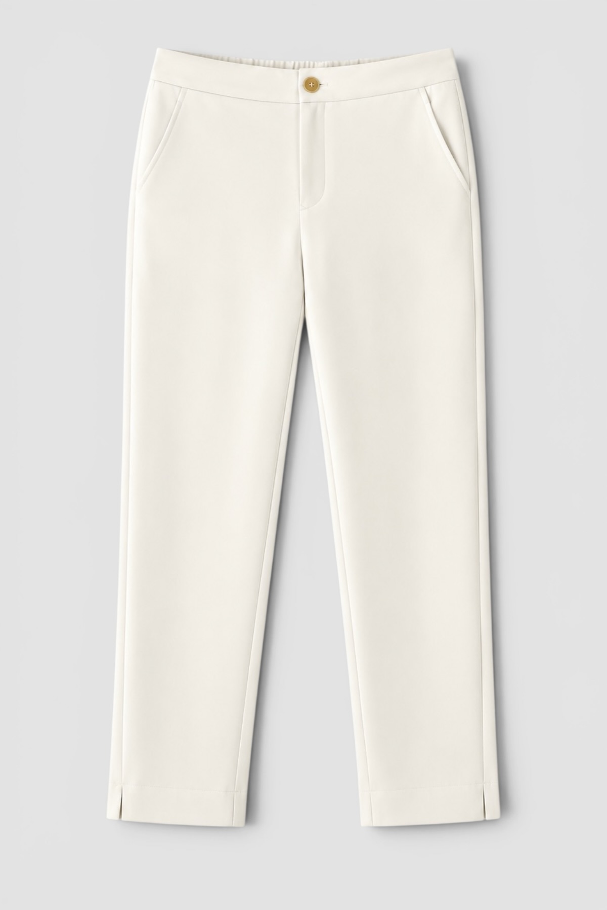 Pantalón crop bolsillos blanco roto