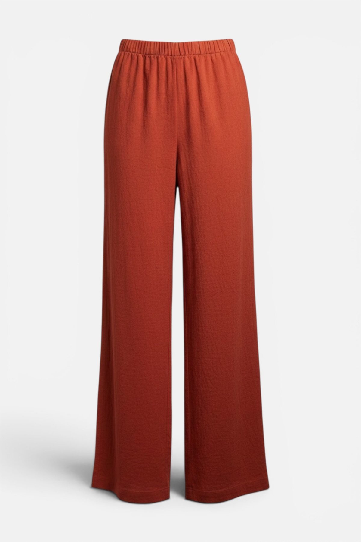 Pantalón fluido liso teja