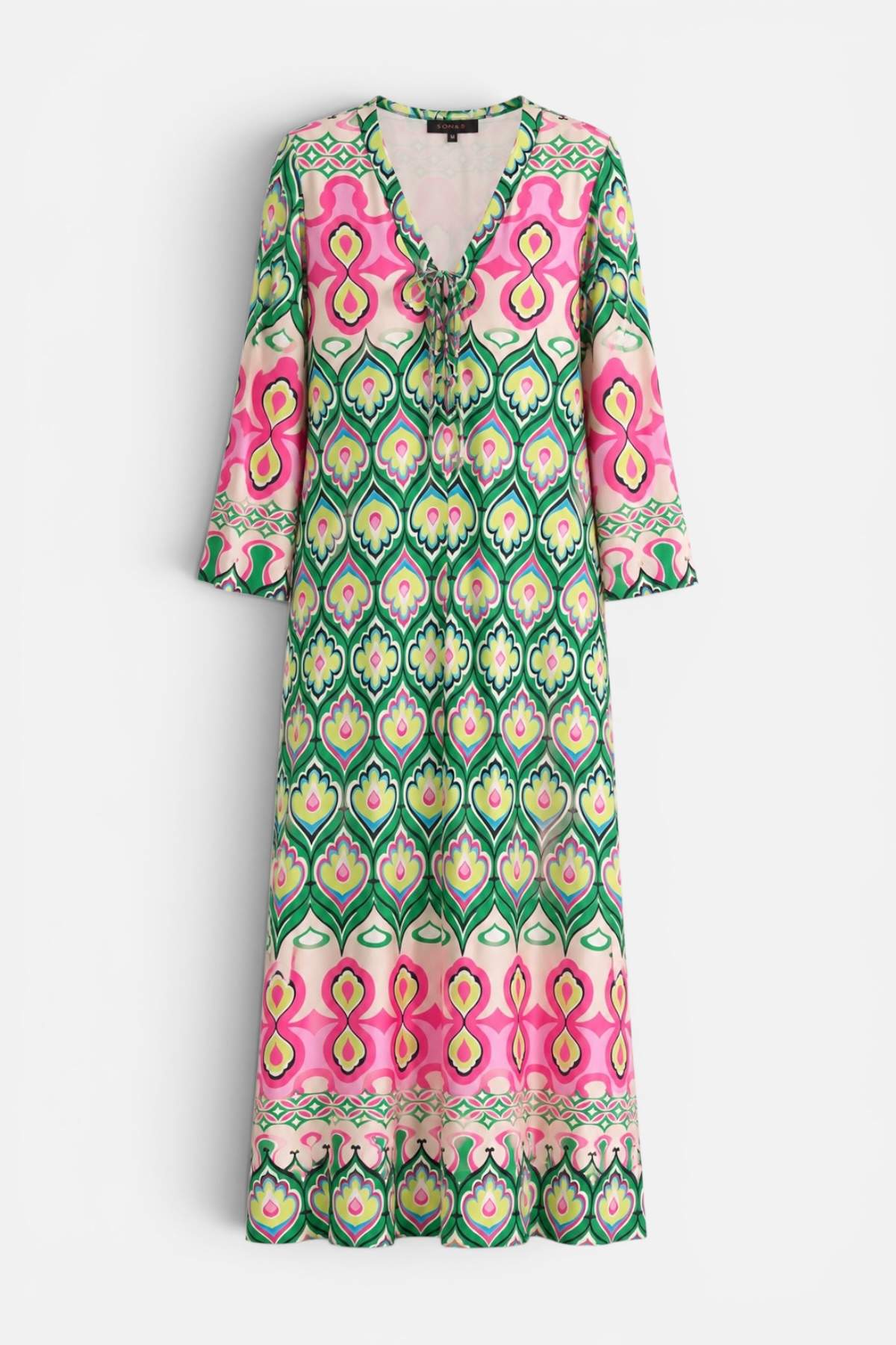 Vestido Amapola punto verde y rosa